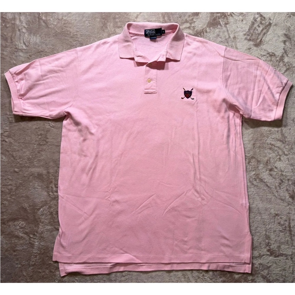 Polo By Ralph Lauren Made in USA Men's Pink Shirt Polo Golf Embroidered Sz Large